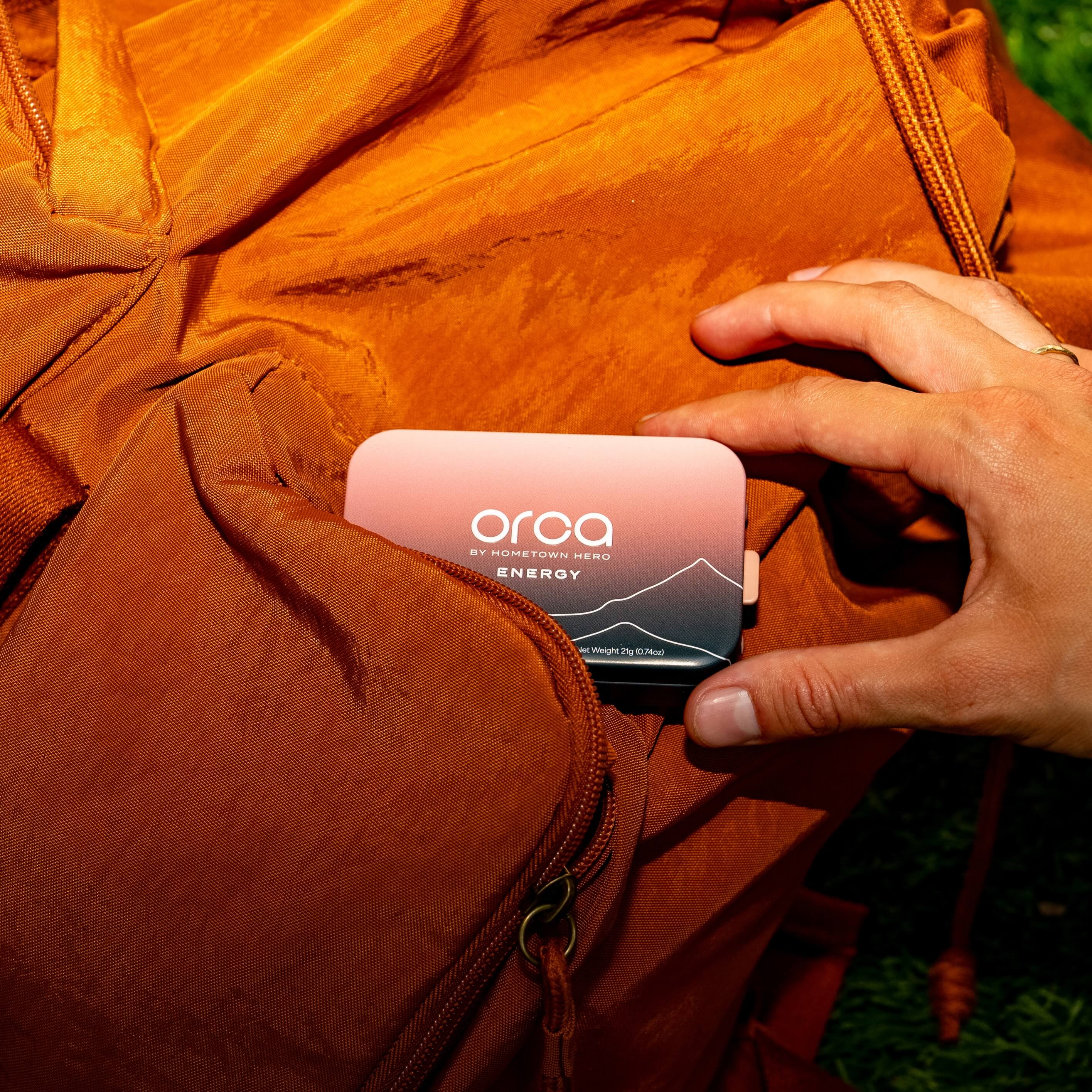 orca energy in a gym bag